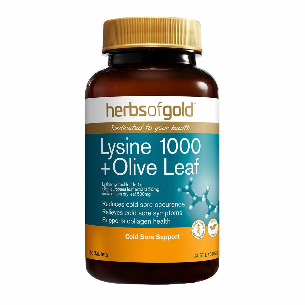 Herbs of Gold Lysine 1000 + Olive Leaf