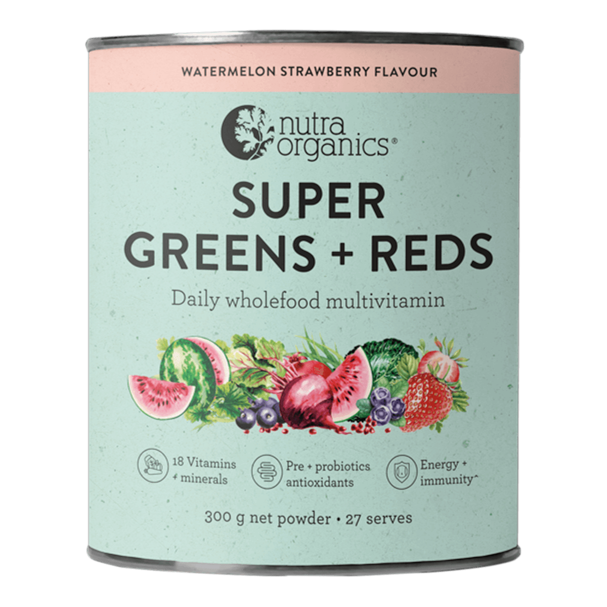 Nutra Organics Super Greens + Reds Watermelon Strawberry