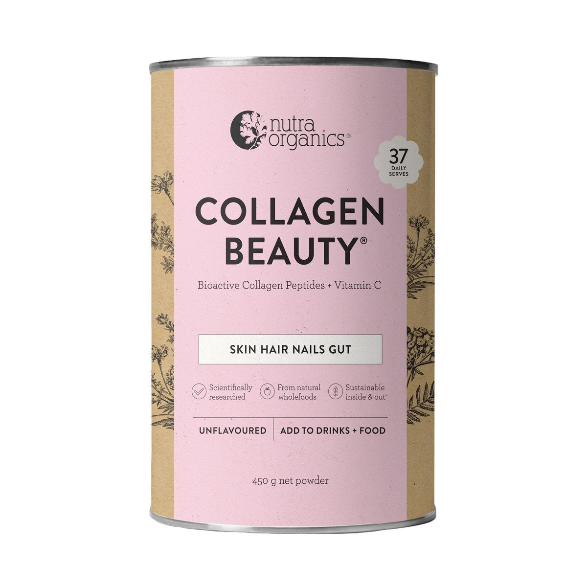 Nutra Organics Collagen Beauty Bioactive Collagen Peptides + Vitamin C